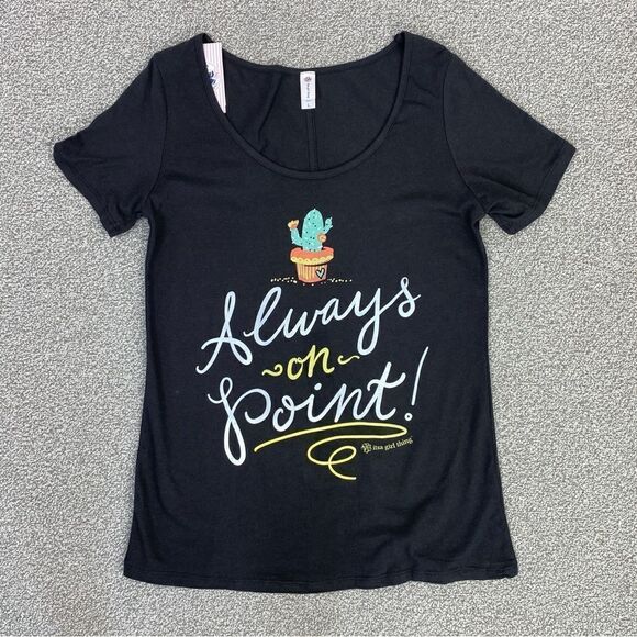 Itsa Girl Thing On Point Cactus Graphic Cap Sleeve Tee Shirt Black Large New - Picture 1 of 6